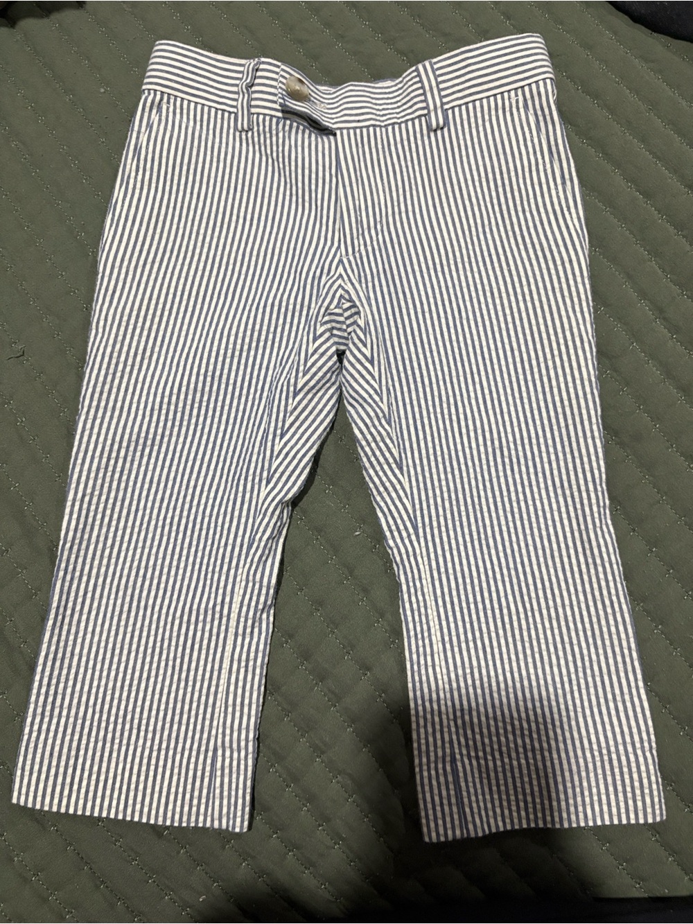 Classic Blue & White Seersucker Stripe Kids Pants